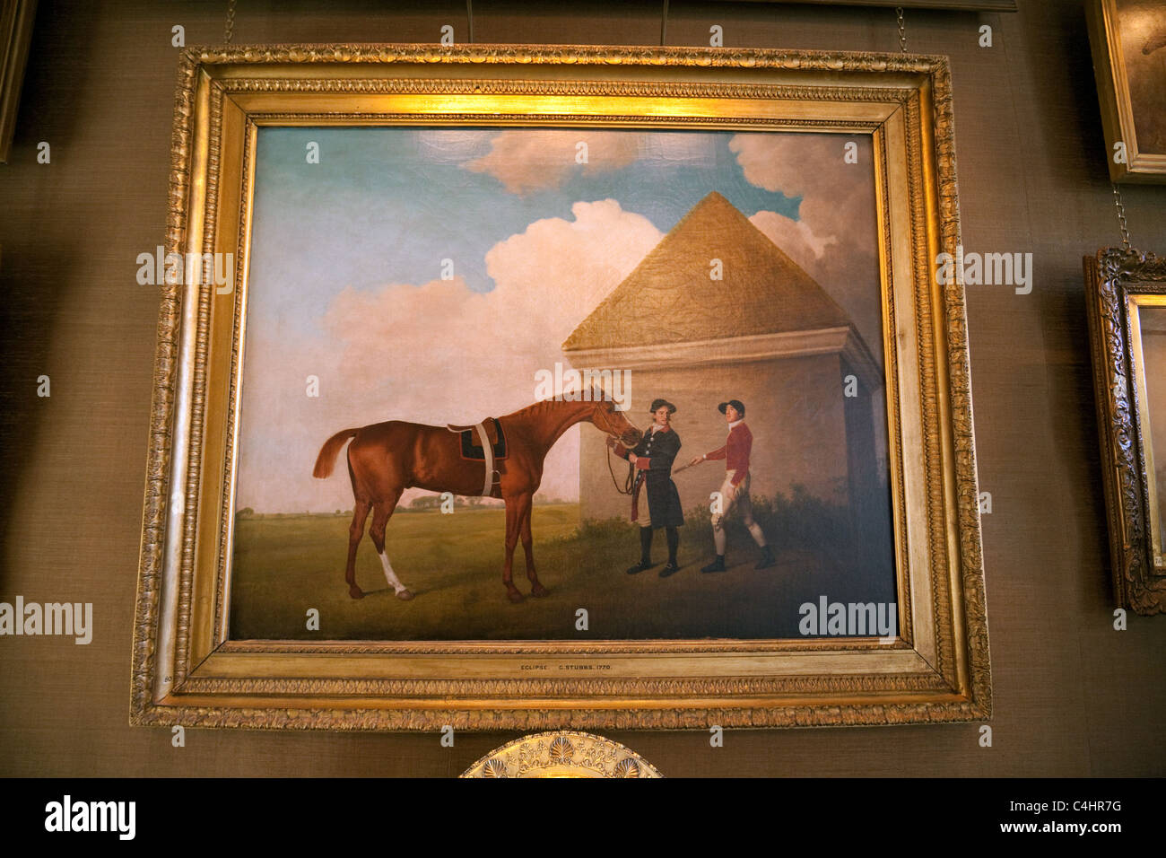 The original oil painting of the famous racehorse Eclipse by George Stubbs hanging in the Jockey Club, Newmarket Suffolk UK Stock Photo