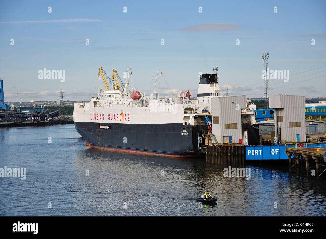 'Lineas Suardiaz' vehicle carrier ship, Port of Tyne, North Shields, North Tyneside, Tyne and Wear, England, United Kingdom Stock Photo