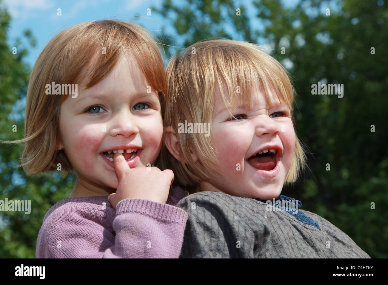sisters playing Stock Photo