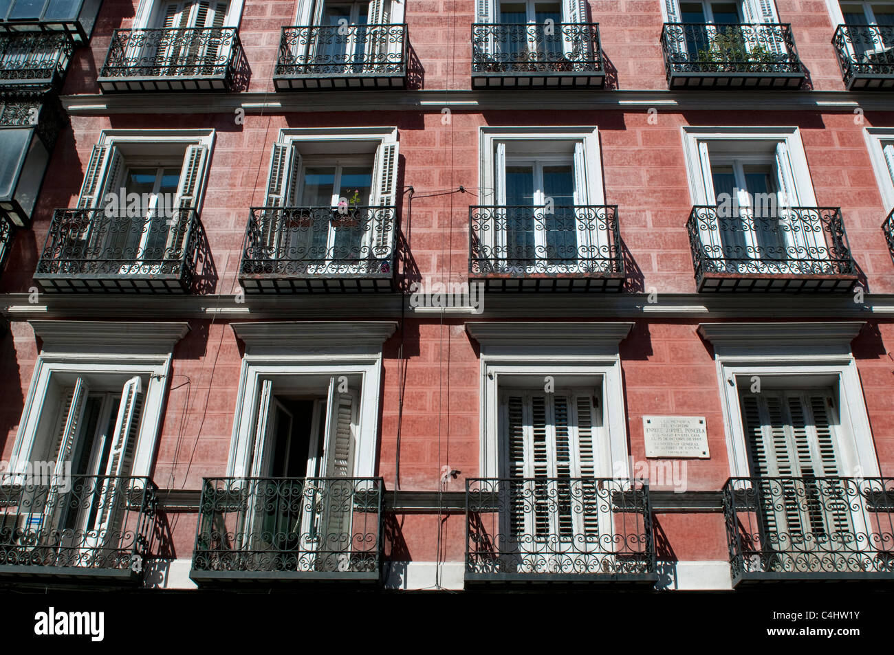 Residential building with balconies, Chueca, Madrid, Spain Stock Photo Alamy