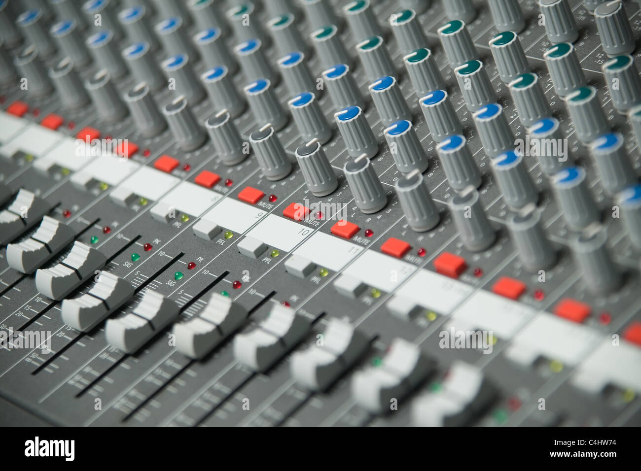 Close up of a recording studio mixing desk Stock Photo Alamy