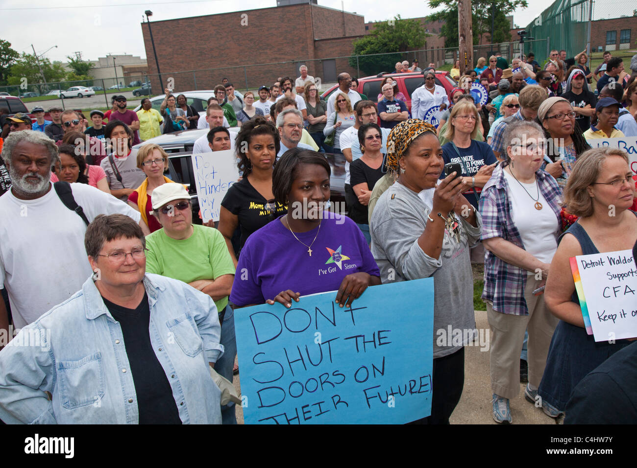 Rally to Save Public School for Teenage Moms and Pregnant Girls Stock Photo