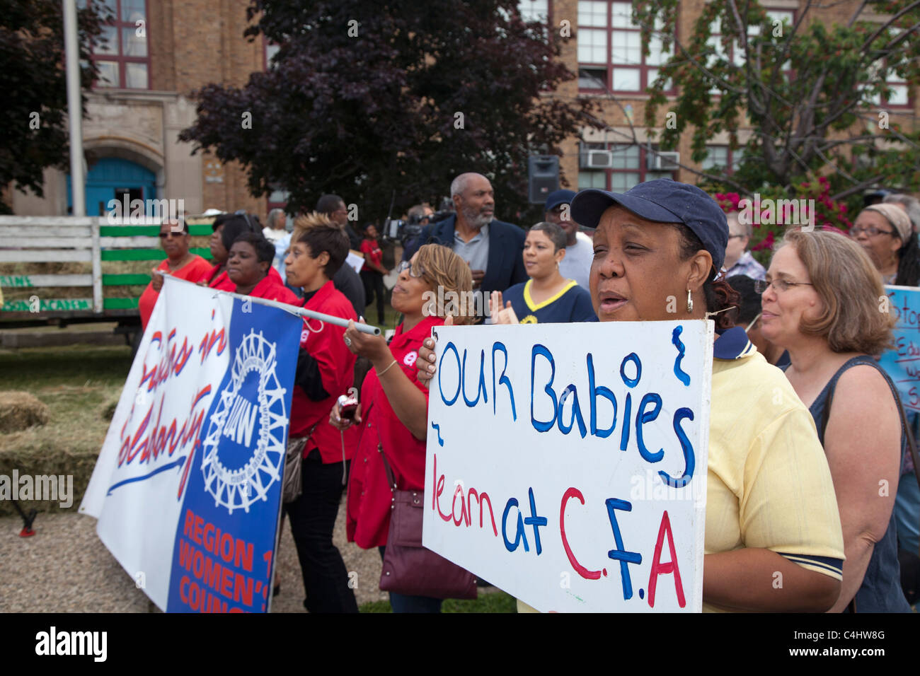 Rally to Save Public School for Teenage Moms and Pregnant Girls Stock Photo