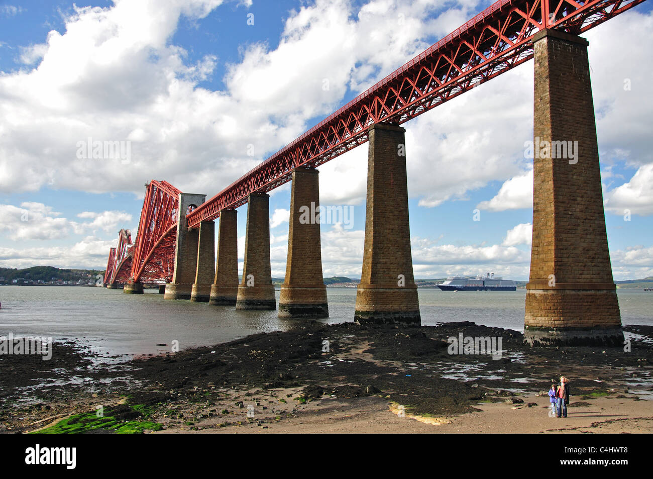Forth Bridge from South Queensferry, Firth of Forth, Lothian, Scotland, United Kingdom Stock Photo