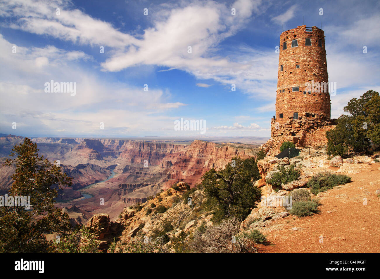 Grand Canyon watchtower at the desert view overlook Stock Photo