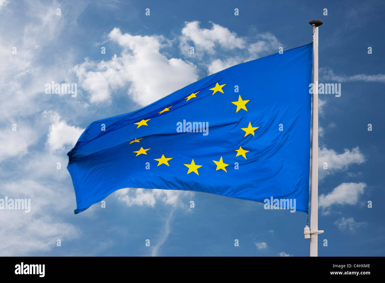 Detailansicht einer Flagge der Europäischen Union | Detail photo of the Flag from the European Union Stock Photo
