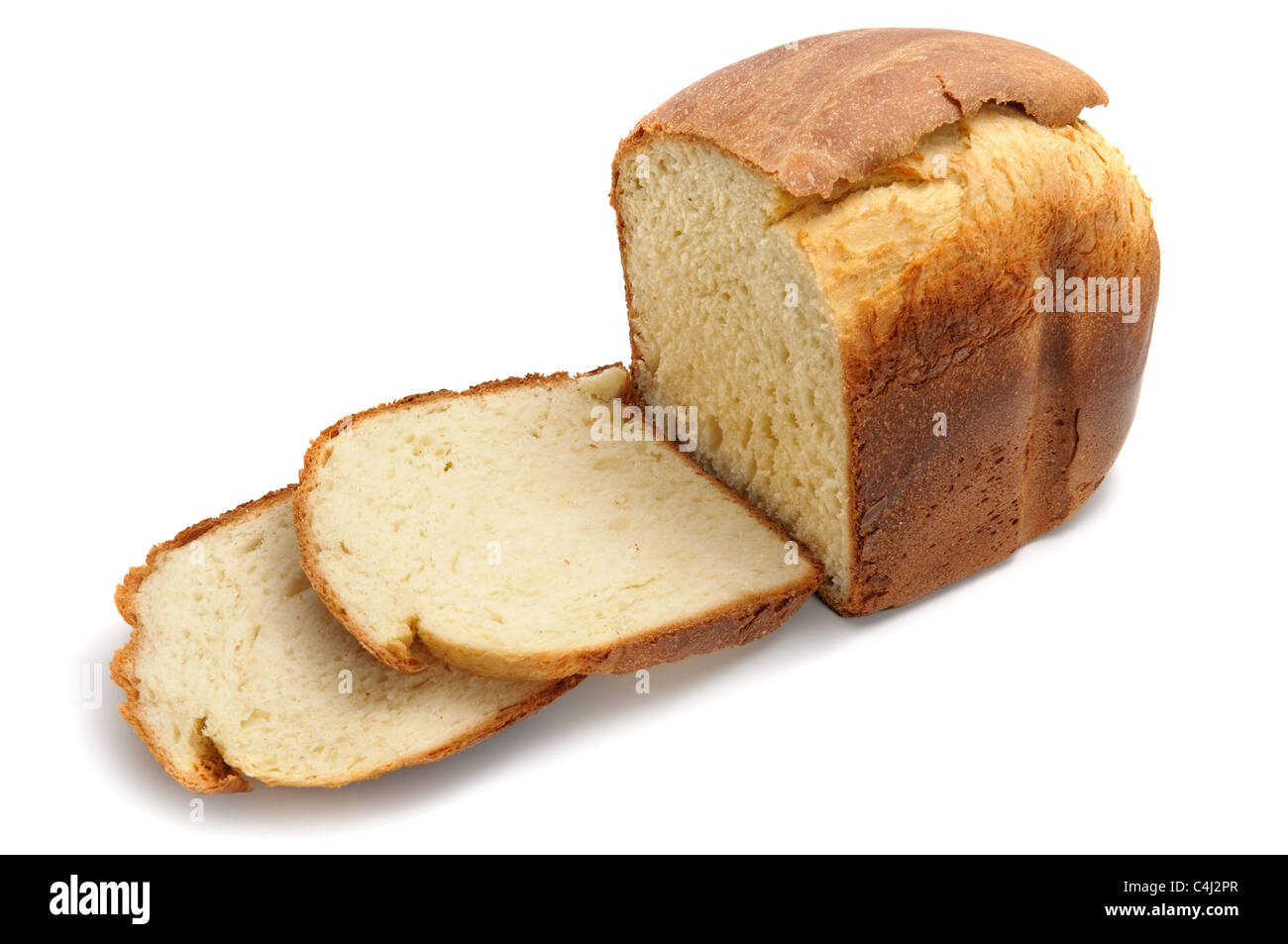 Loaf of home made bread isolated on white Stock Photo