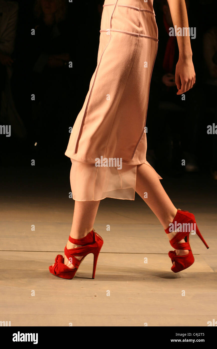 Shot from the front row of Emilio de la Morena's catwalk show, London Fashion Week, Somerset House, London 22 February 2011 Stock Photo