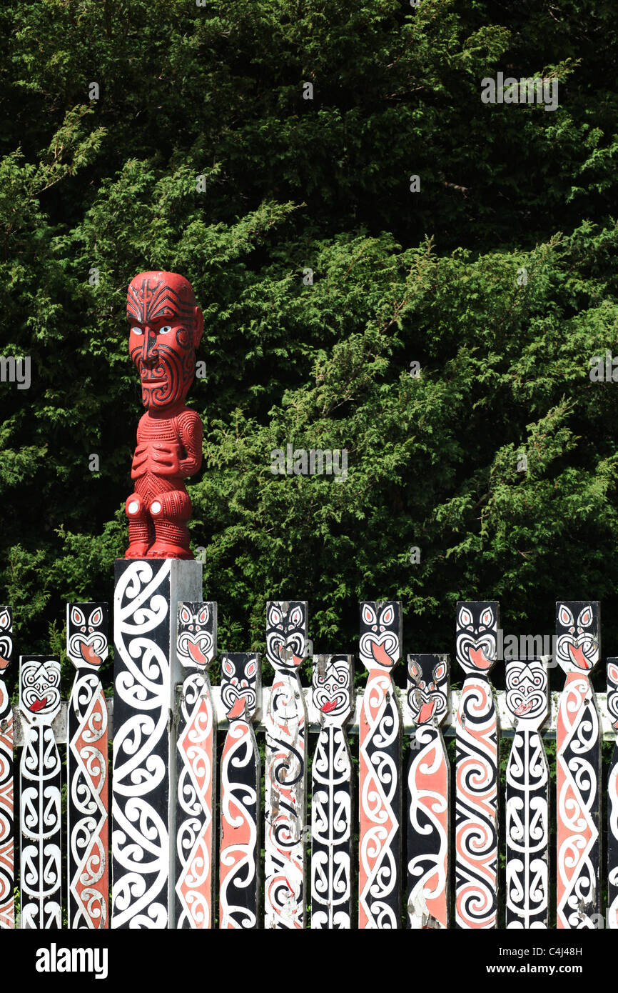 Maori fence detail at Governenment Gardens in Rotorua, North Island