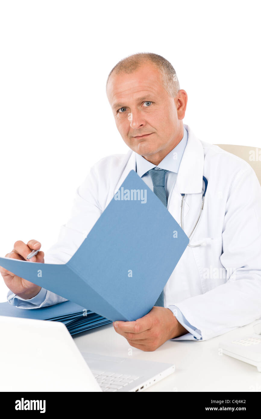 Handsome mature doctor hold hi-res stock photography and images - Alamy