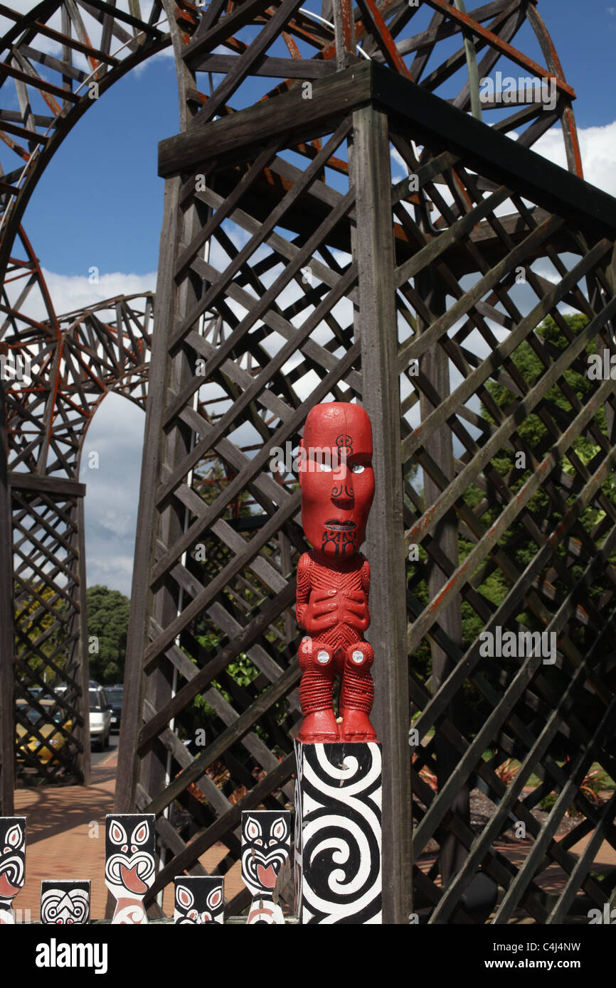 Maori fence detail at Governenment Gardens in Rotorua, North Island