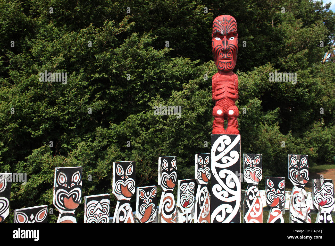 Maori fence detail at Governenment Gardens in Rotorua, North Island