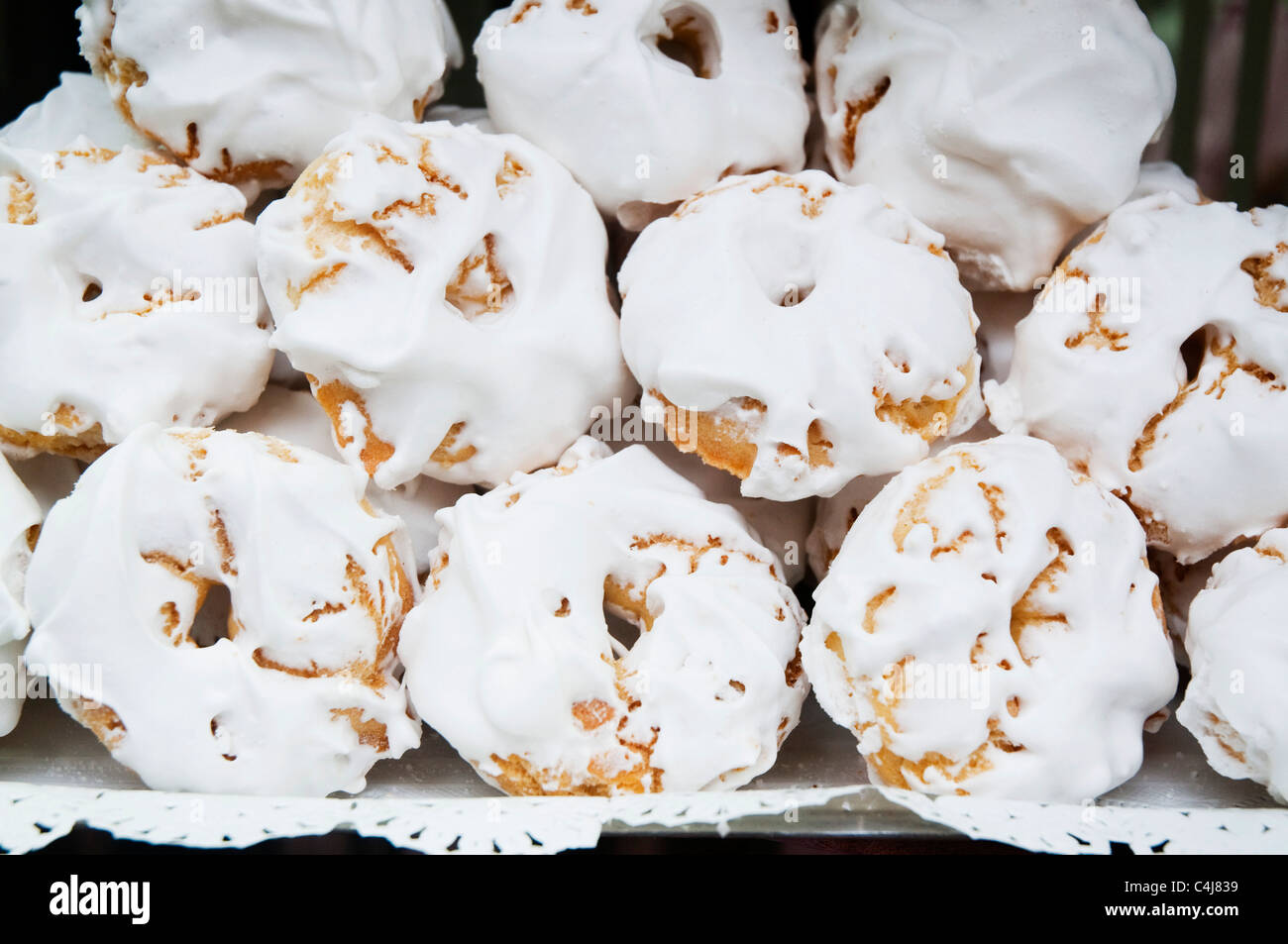 Rosquillas de Santa Clara, typical ring-shaped sweet. Close view. Madrid, Spain. Stock Photo