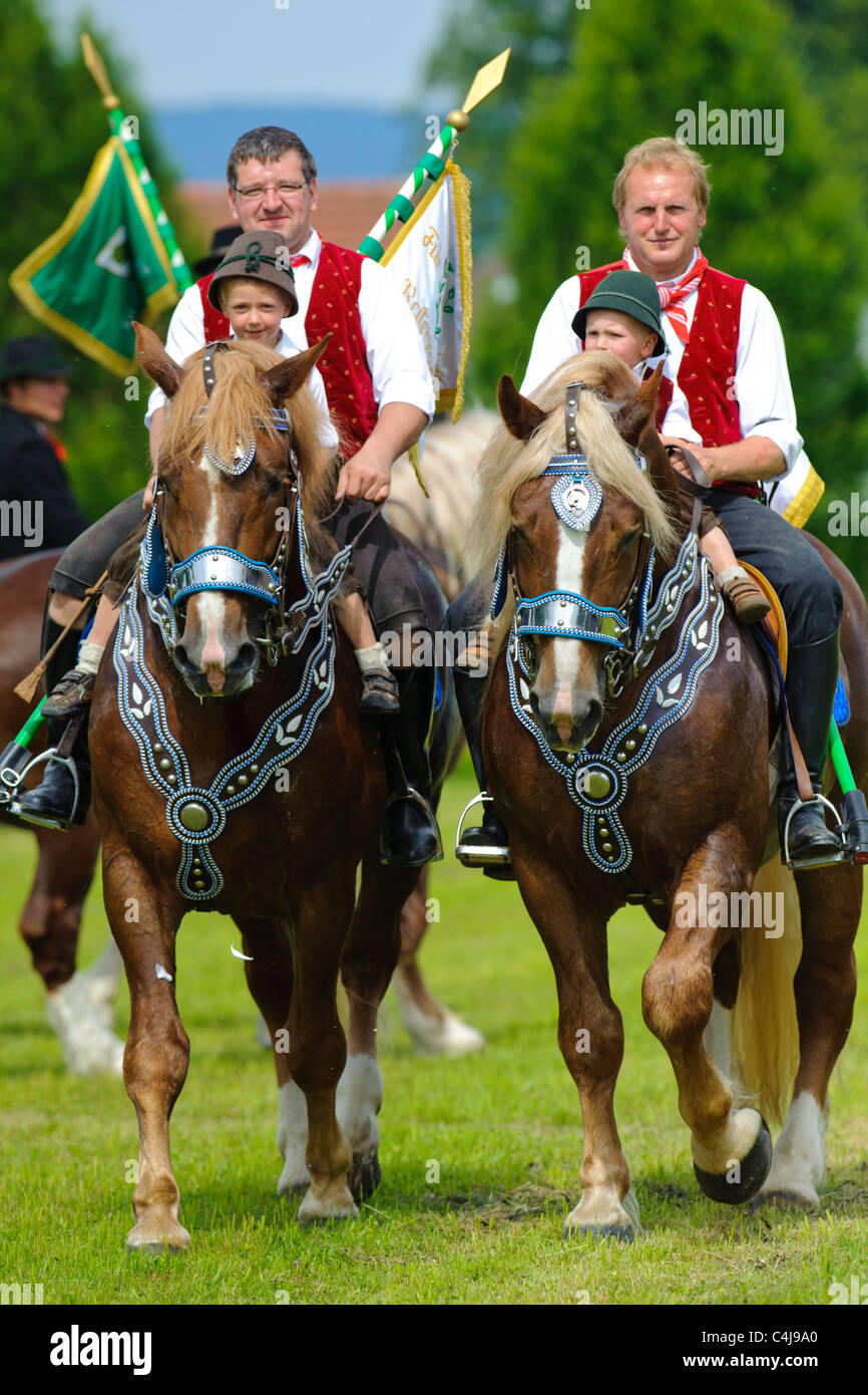 annual famous catholic procession with 900 horses in Bad Koetzting in Germany Stock Photo