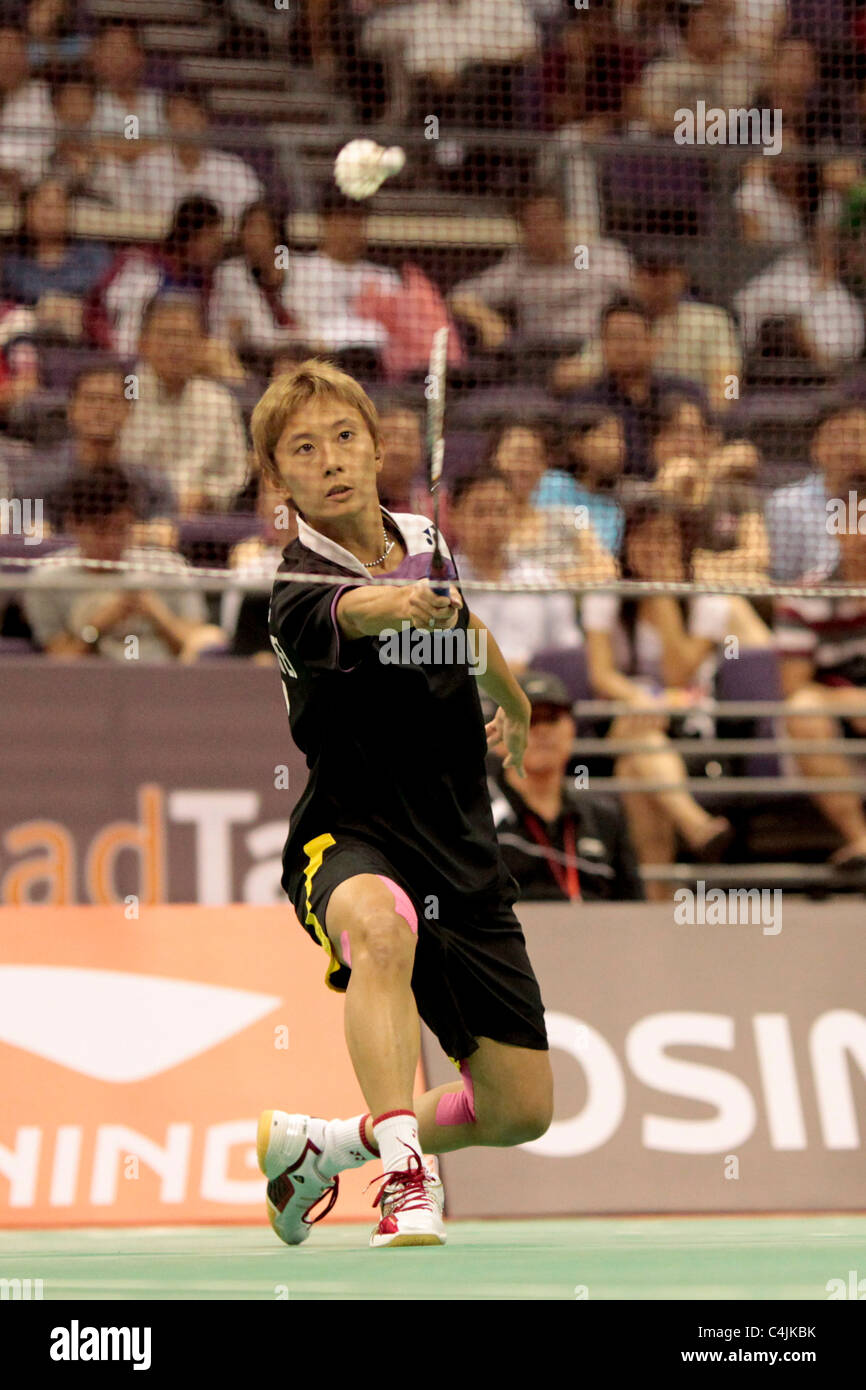 Cheng Shao Chieh of Chinese Taipei during her Women's Singles Quarter-finals match of the Li-Ning Singapore Open 2011. Stock Photo