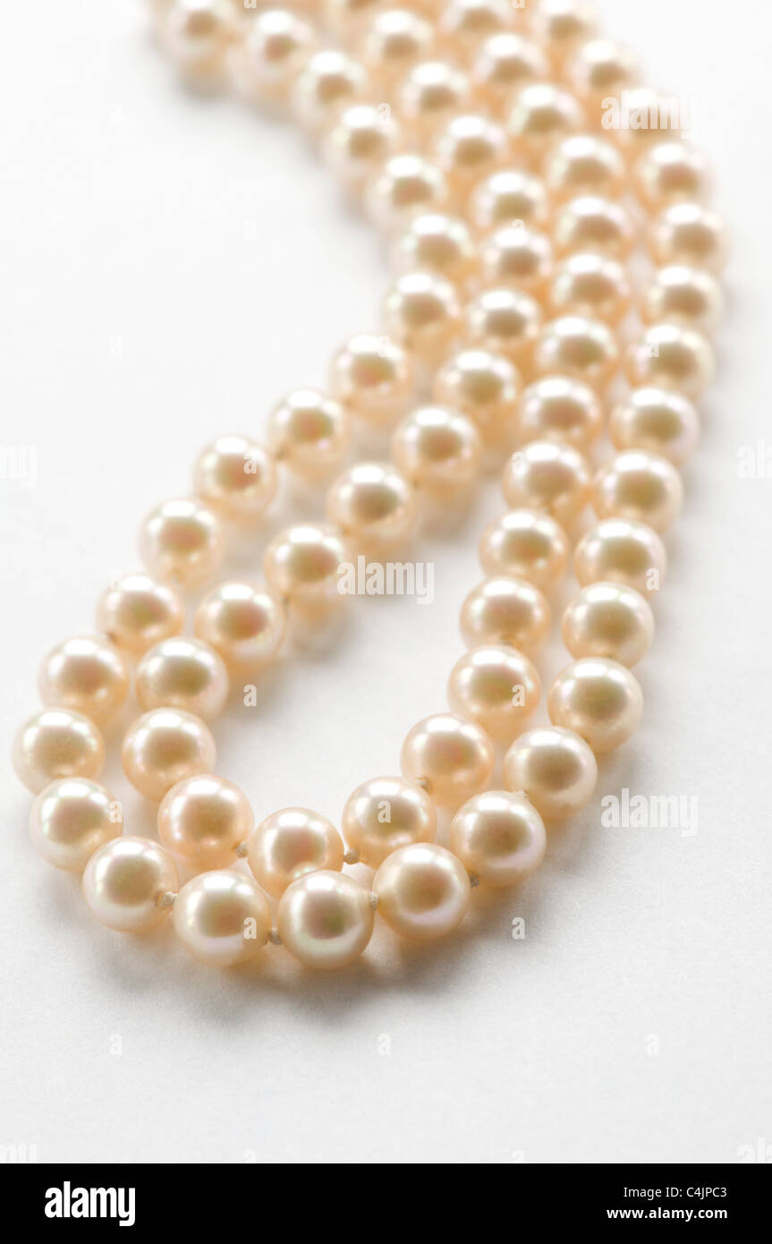 Pearl necklace on white Stock Photo