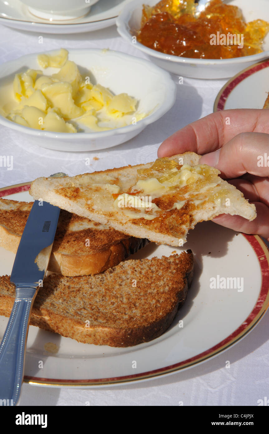 Toast with butter and marmalade, Costa del Sol, Andalucia, Spain