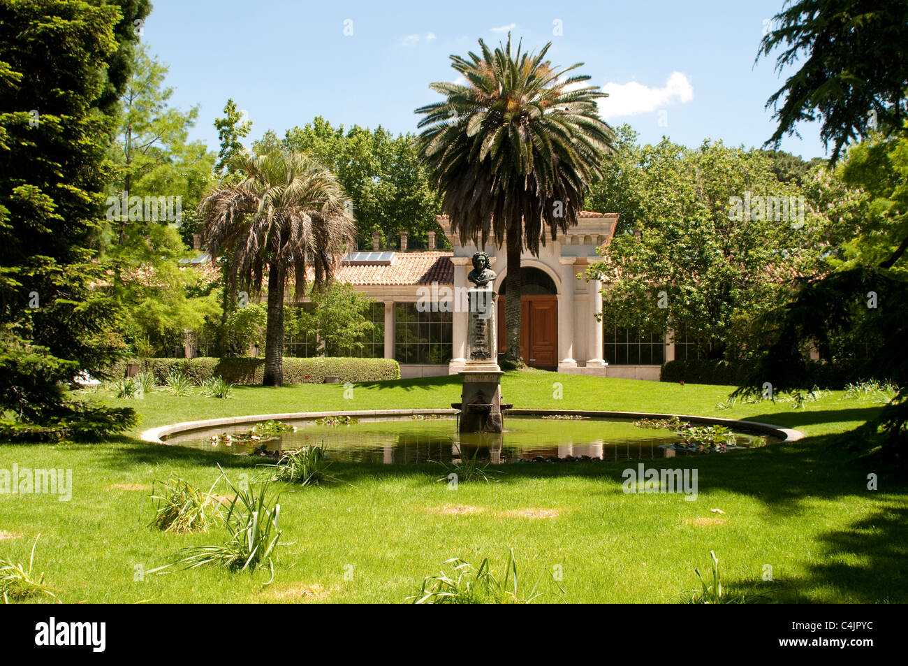 Bust of Carl von Linne, father of botany, Botanical Garden, Madrid, Spain Stock Photo