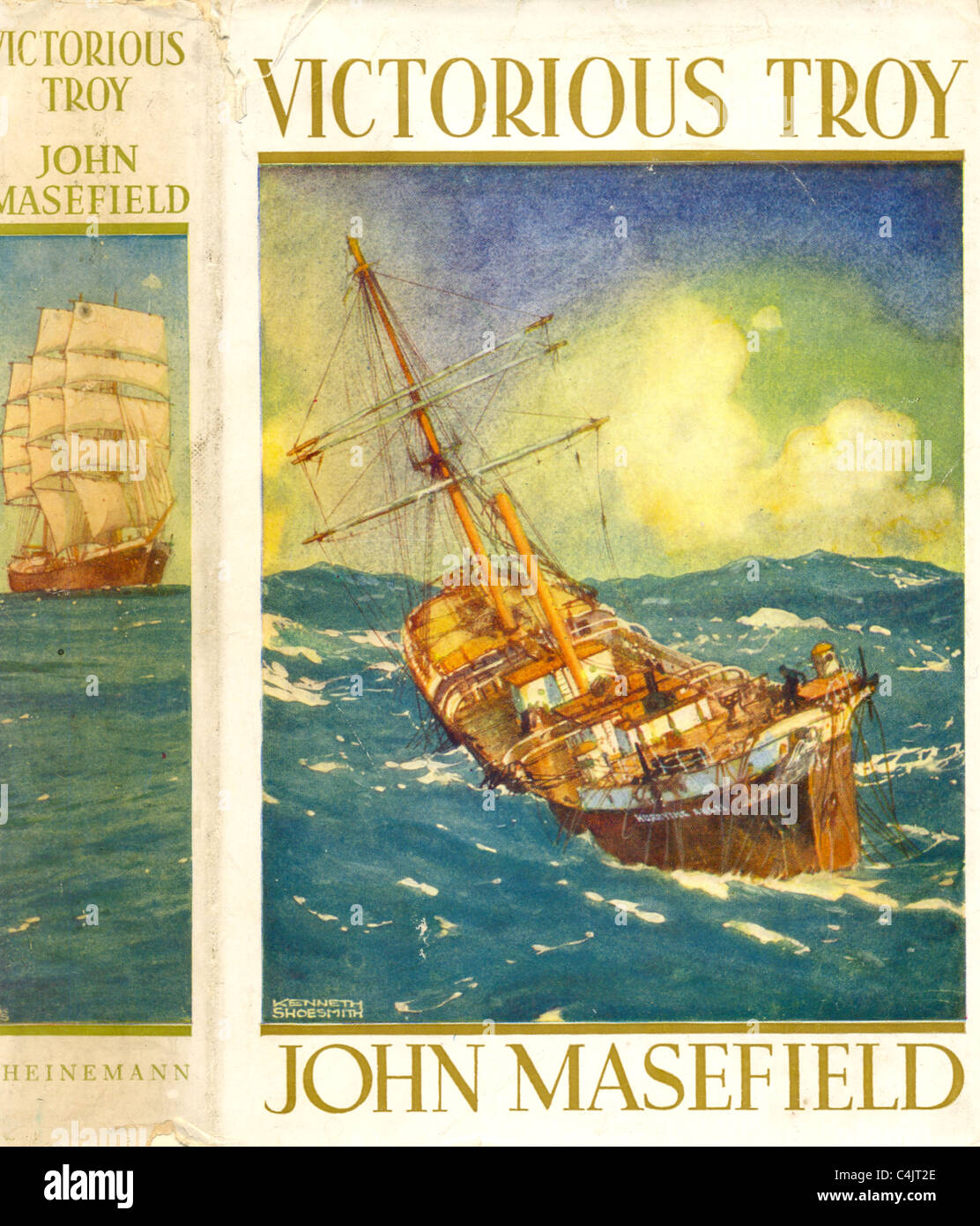 Dust jacket for Victorious Troy by John Masefield designed by artist Kenneth Shoesmith Stock Photo