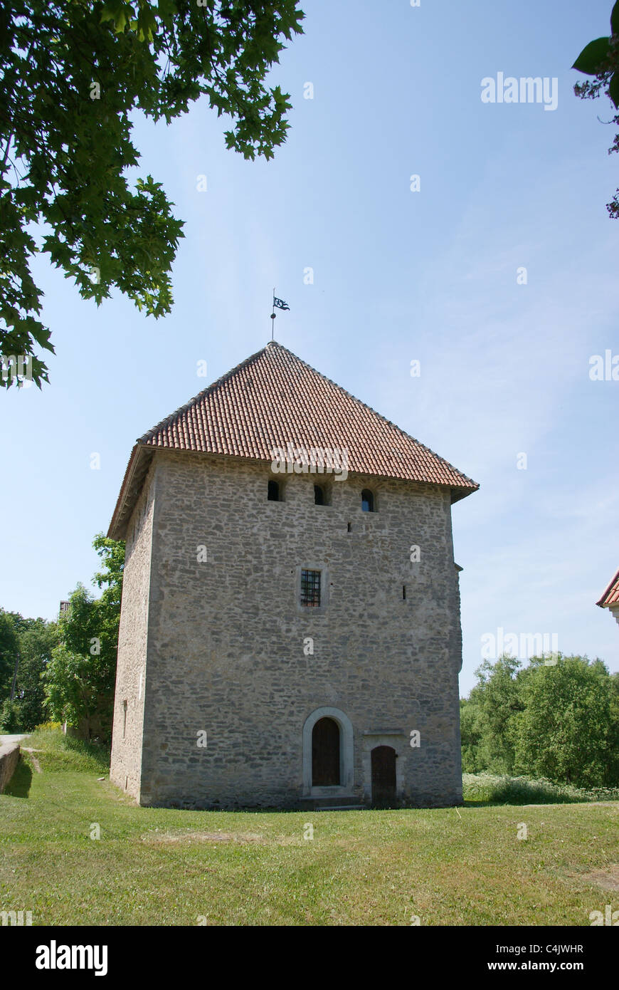Estonia Vao.Reliable strong defensive the castle-tower. 14 century Stock Photo