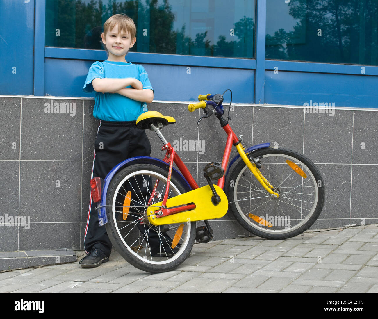 Boy and bicycle Stock Photo Alamy