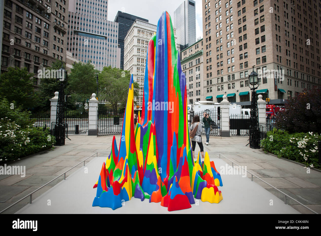 Splotch, 2005 by the late artist Sol Lewitt is seen in New York City Hall Park Stock Photo
