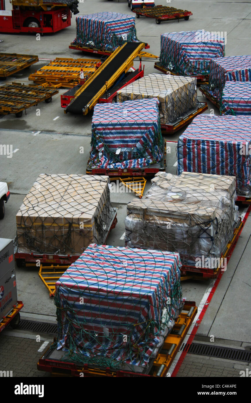 Baggage pallets chek lap kok airport hong kong Stock Photo Alamy