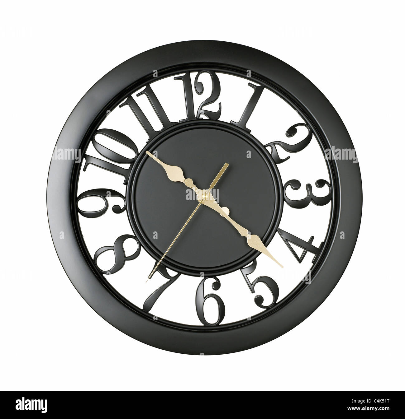 black wall clock Stock Photo