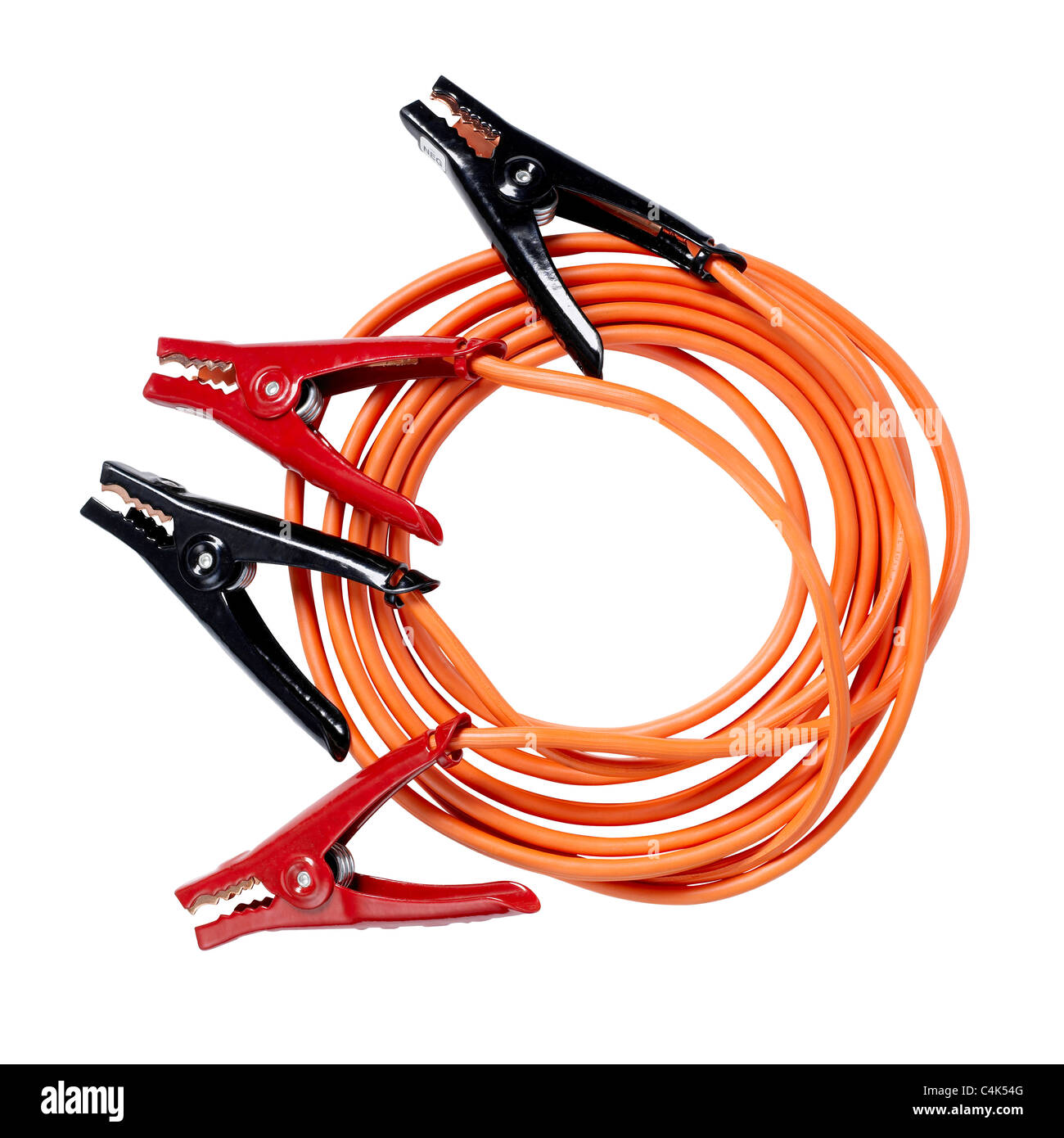 coiled booster cable with clamps Stock Photo Alamy
