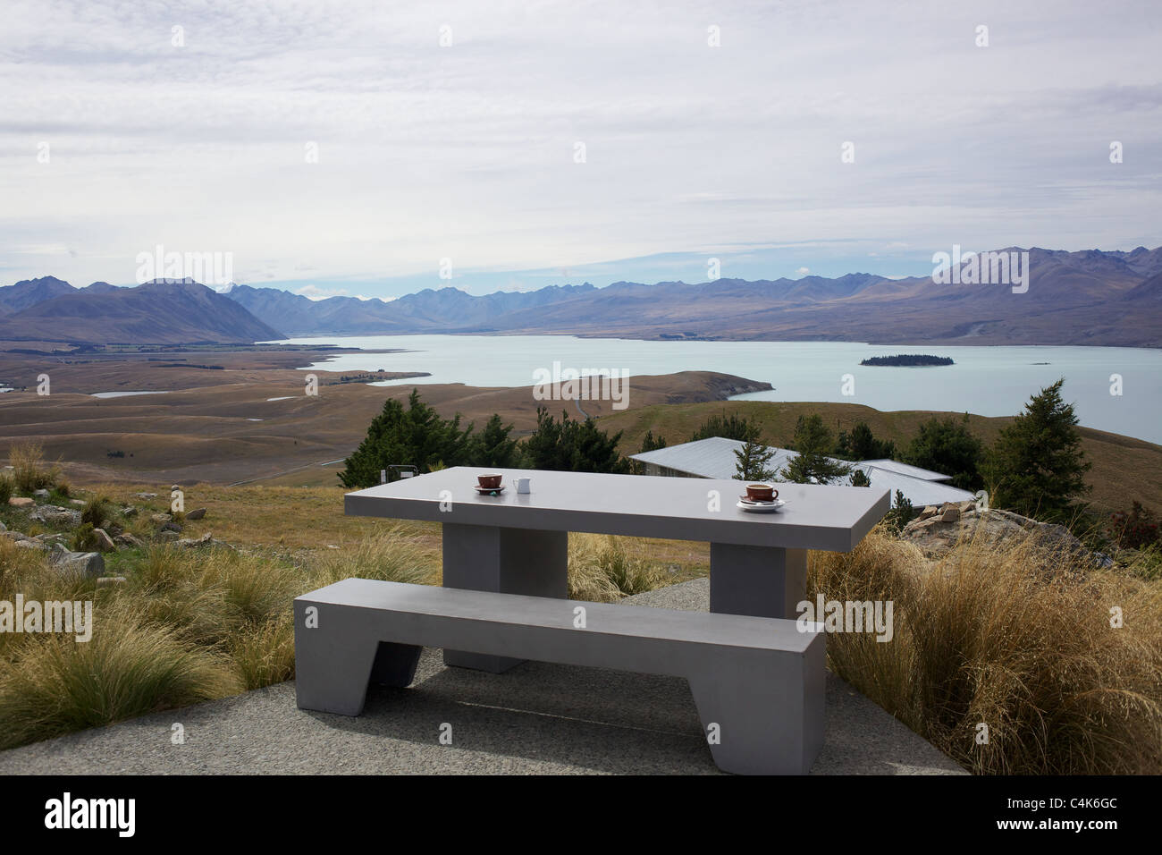 The view from the top of Mount John cafe overlooking Lake Tekapo and