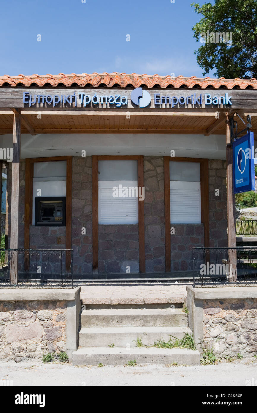 greek atm machine, emporiki bank. Stock Photo