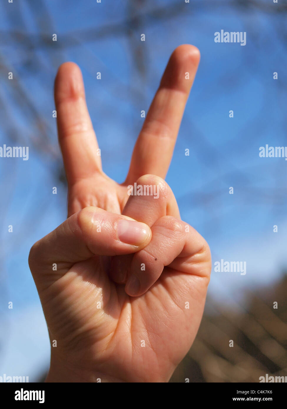 fingers - sign of victory Stock Photo