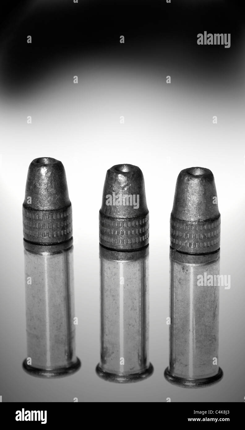 .22 calibre bullets. These are point 22 calibre hollow point subsonic bullets. Stock Photo