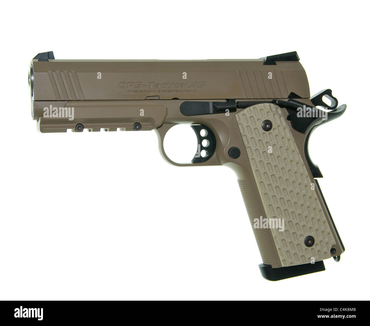 Custom MEU Handgun for desert use. This is a M-45 MEUSOC based on the M1911pistol. Stock Photo