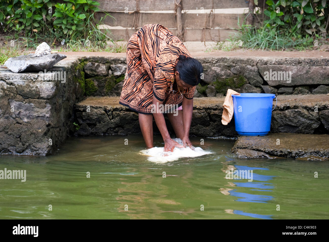 washing backwaters of Alleppey (Alappuzha), Kerala, India Stock Photo