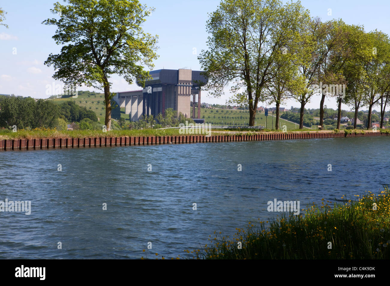 Boat lift of Strepy-Thieu, Canal du Centre, Hainaut, Wallonie, Belgium, Europe Stock Photo