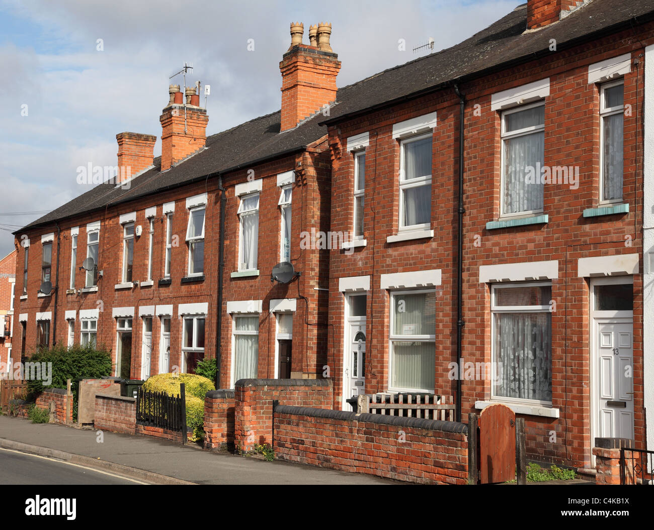 Terraced houses in Arnold Nottingham England U K Stock 