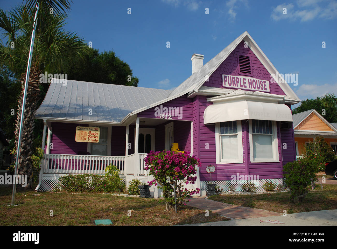 The Purple House, historic home in downtown Punta Gorda, Florida Stock