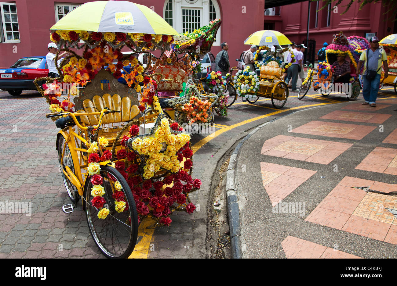 A Colourful Rickshaw in Melaka, Malaysia Stock Photo