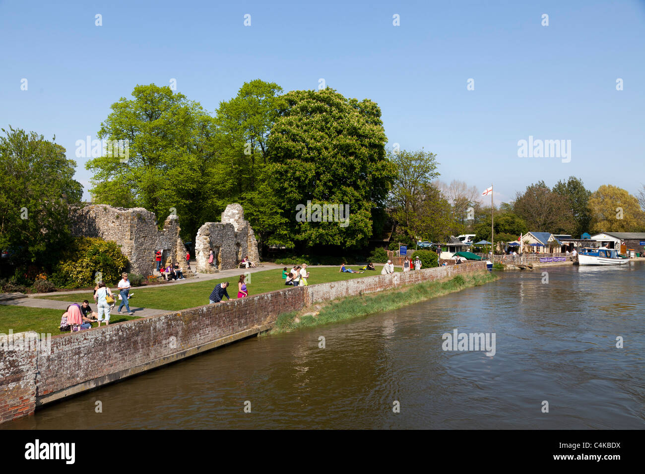 the ruin of Blackfriars Dominican Priory and the river arun Stock Photo