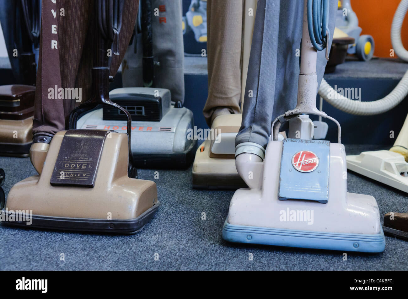Collection of old vacuum cleaners from the 60s, 70s and 80s, mainly