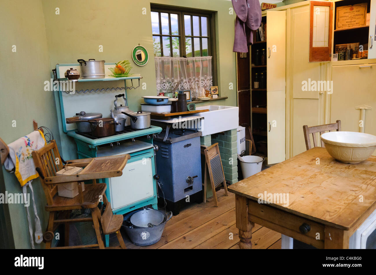 Kitchen In A Traditional British Home In The 1930s Stock