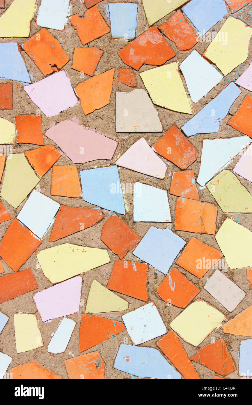red orange and yellow rustic mosaic tile pattern Stock Photo - Alamy