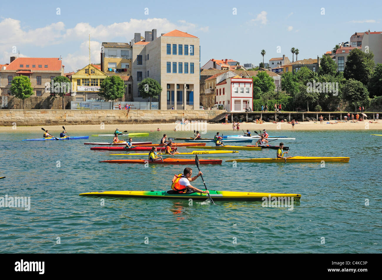 Sea kayak race in Bouzas, vigo, Spain Stock Photo Alamy