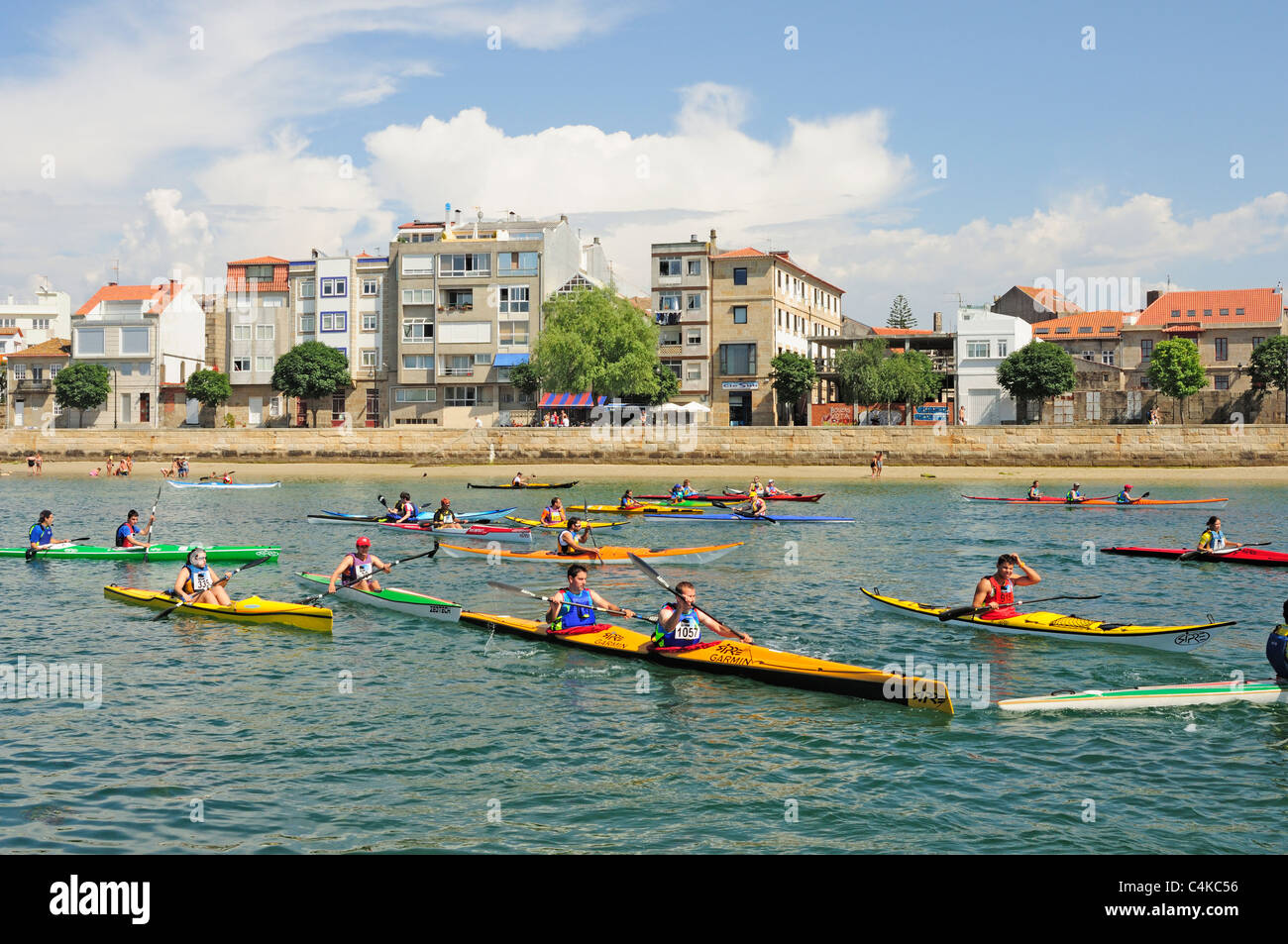 Sea kayak race in Bouzas, vigo, Spain Stock Photo Alamy