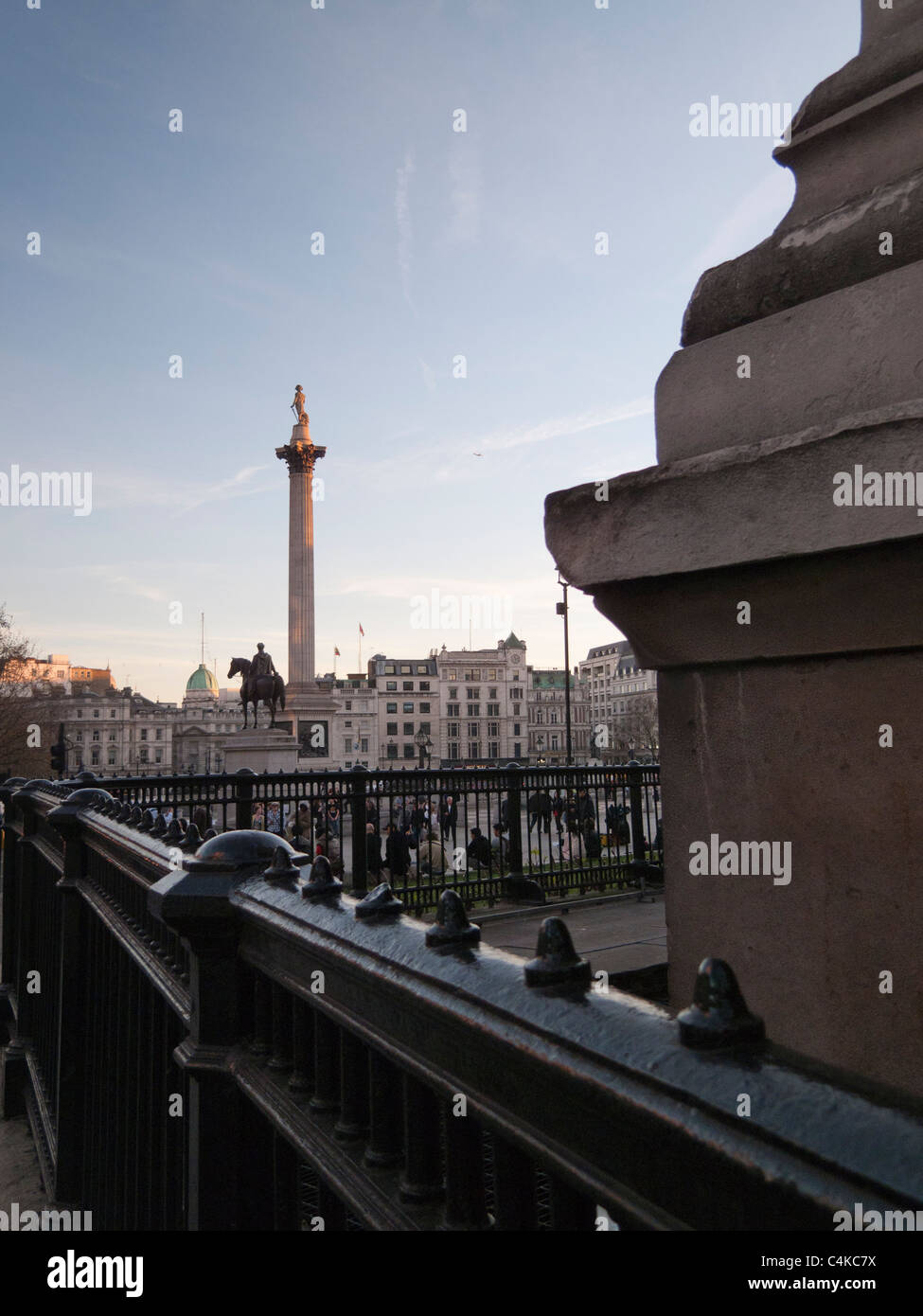 View south towards Trafalgar Square ,with the Nelson Column,from the National Portrait Gallery,London,England Stock Photo