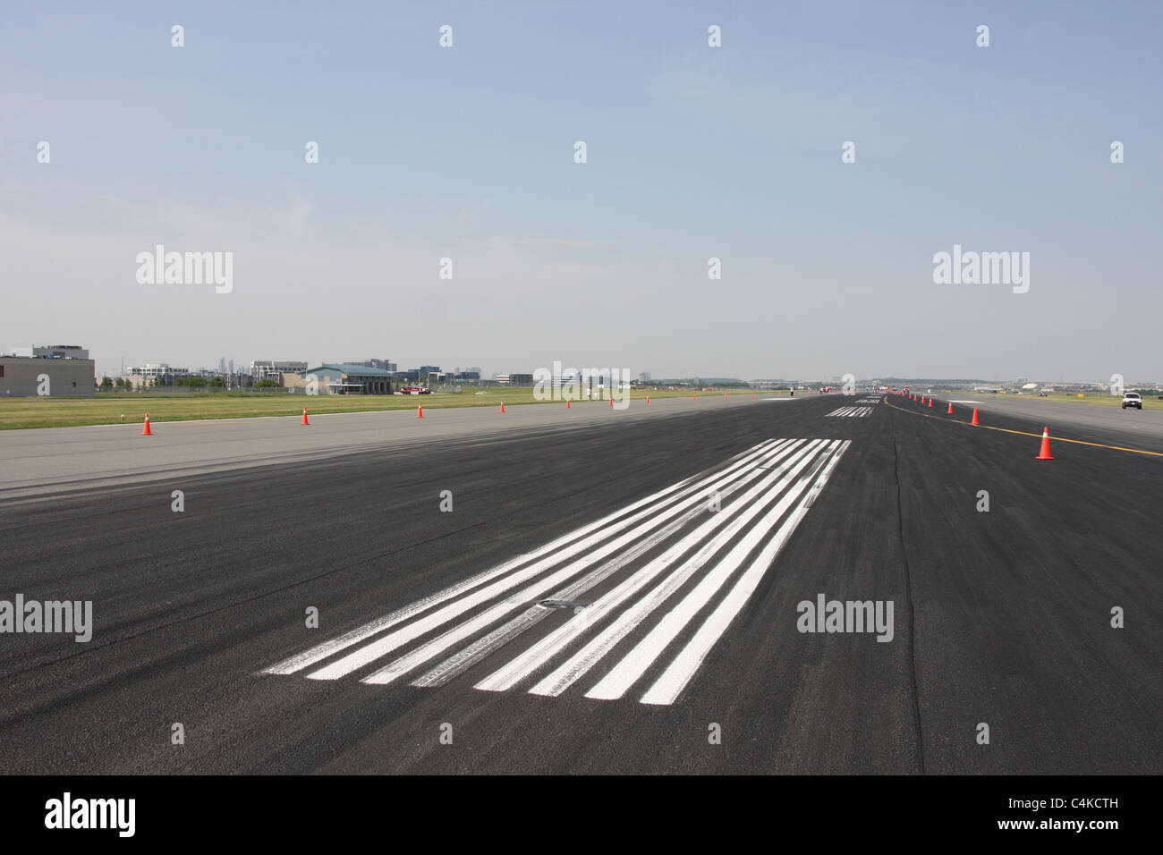 empty airport runway Stock Photo