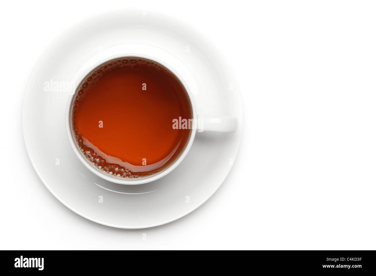 Black Tea in White Cup,Isolated on white background. Stock Photo