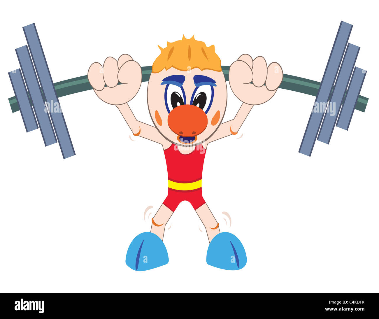 Weightlifter lifting barbell. Cartoon illustration Stock Photo Alamy