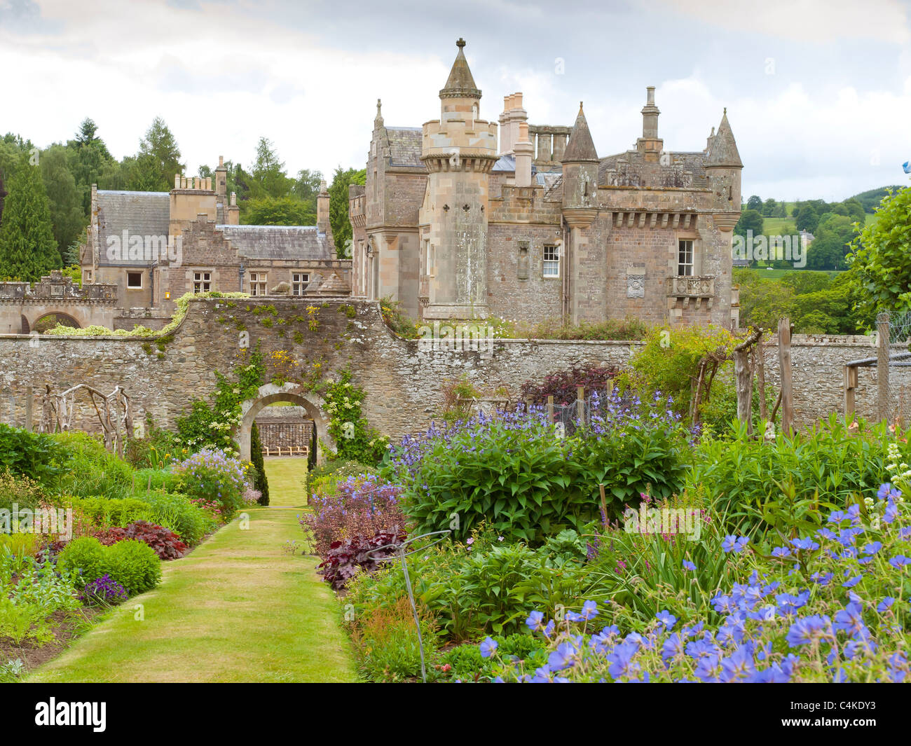 Sir Walter Scott's home Abbotsford Melrose Scotland seen from the walled garden Stock Photo